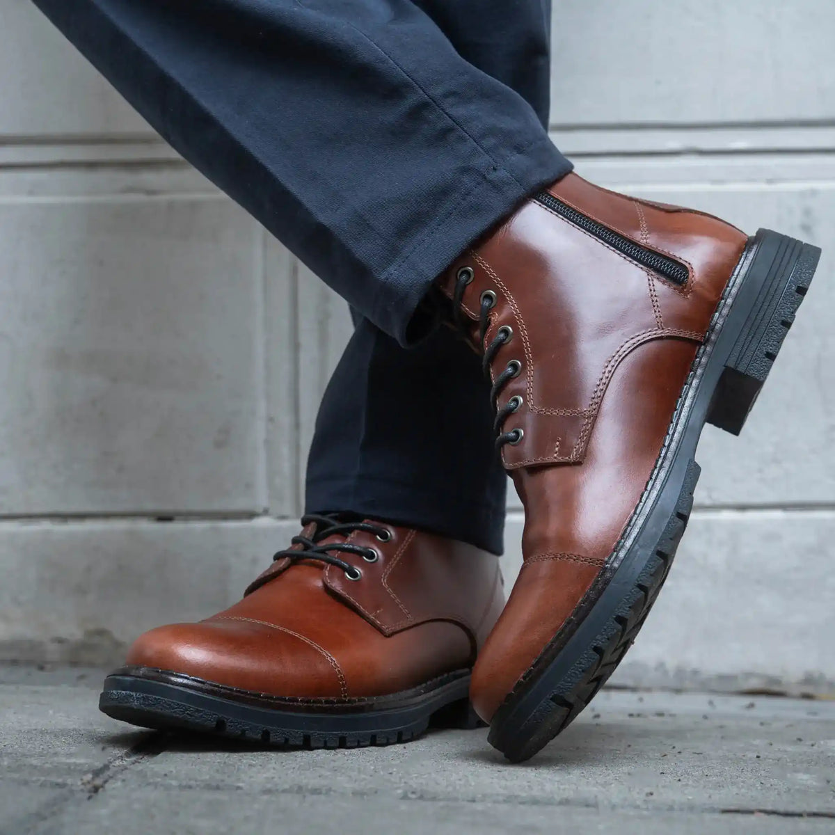 Bota Preston Coñac de Cuero para Hombre - BLACK BISON