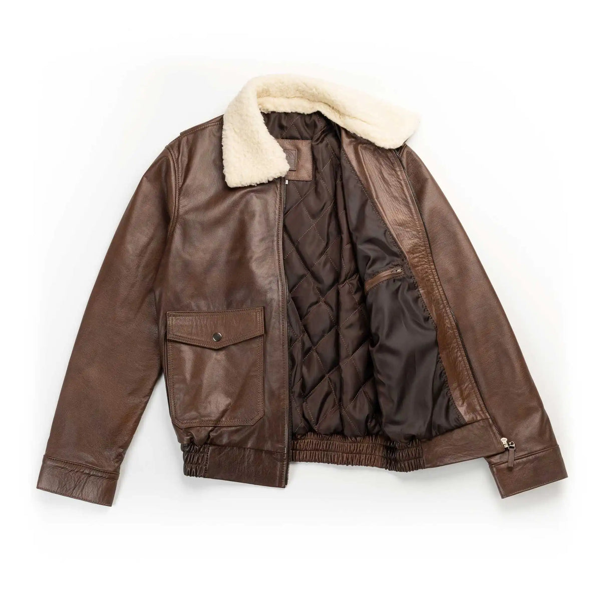 Chaqueta Harrison Aviador Miel de Cuero para Hombre - BLACK BISON