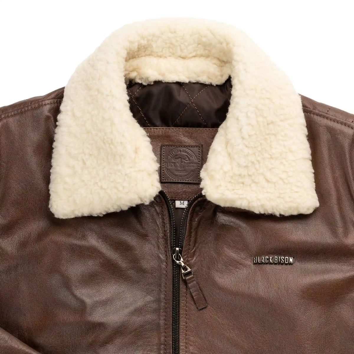 Chaqueta Harrison Aviador Miel de Cuero para Hombre - BLACK BISON