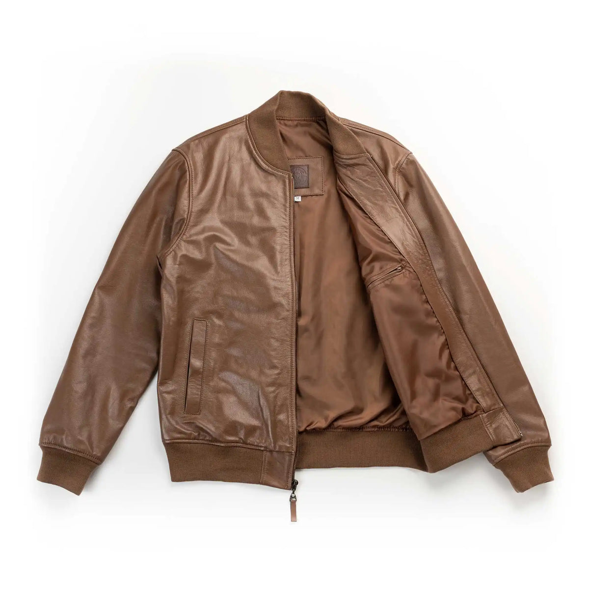Chaqueta Cooper Bomber Miel de Cuero para Hombre - BLACK BISON
