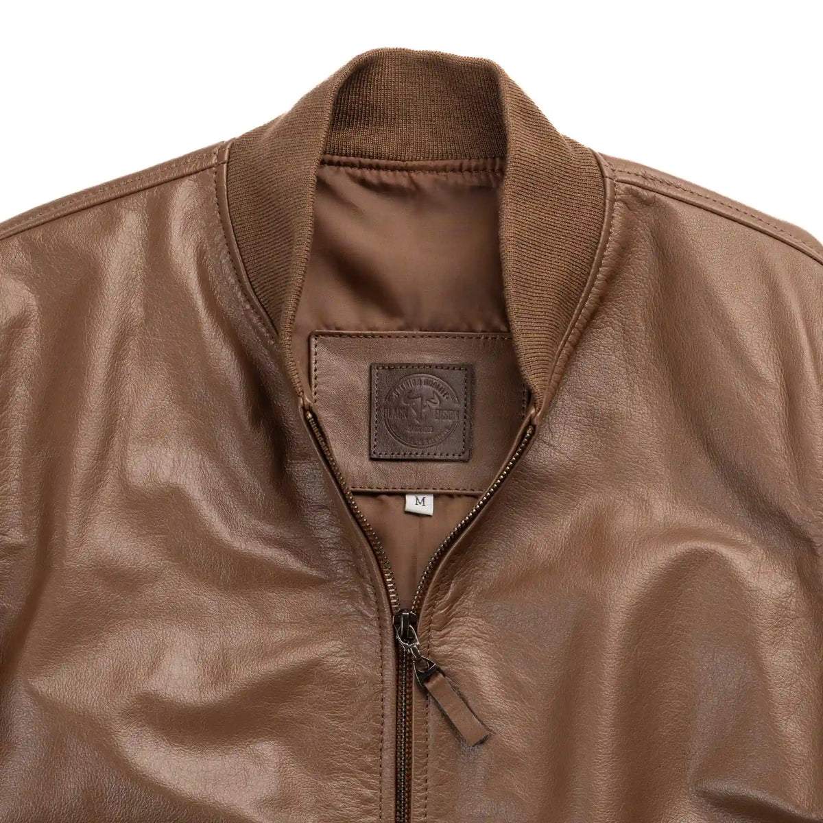Chaqueta Cooper Bomber Miel de Cuero para Hombre - BLACK BISON
