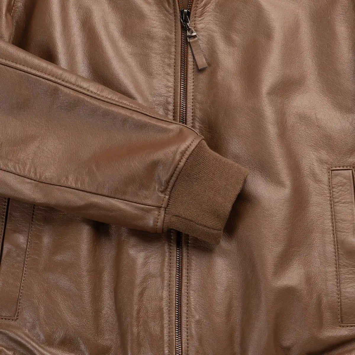 Chaqueta Cooper Bomber Miel de Cuero para Hombre - BLACK BISON