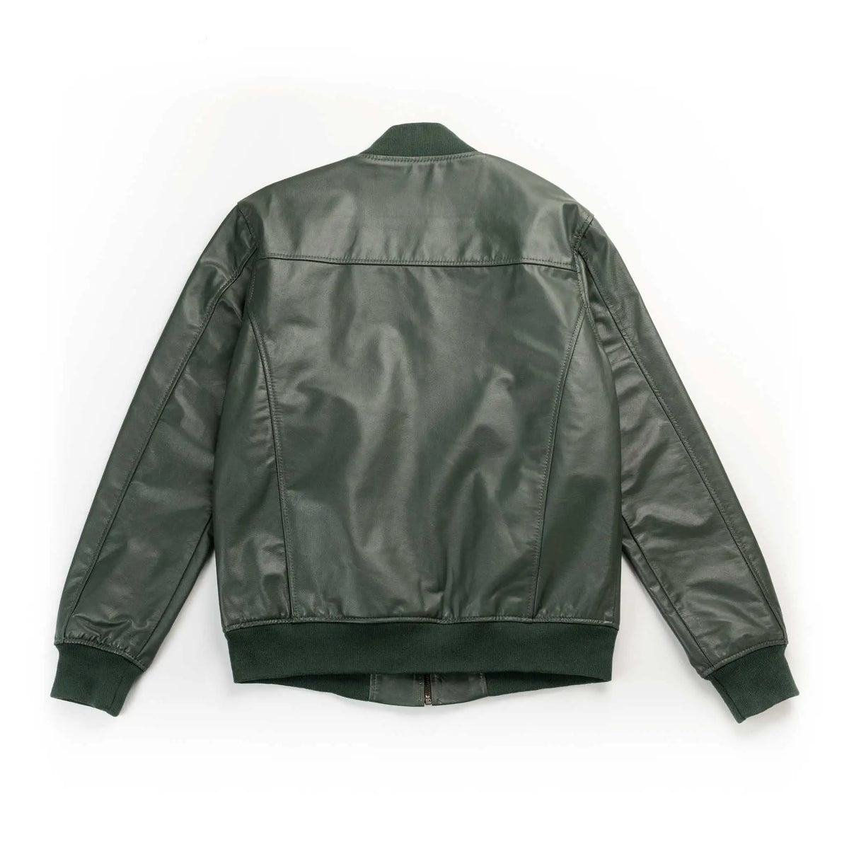 Chaqueta Cooper Bomber Verde de Cuero para Hombre - BLACK BISON