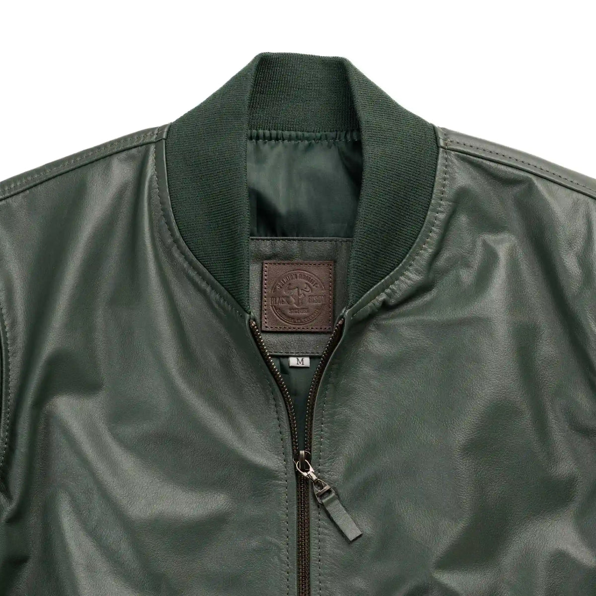 Chaqueta Cooper Bomber Verde de Cuero para Hombre - BLACK BISON