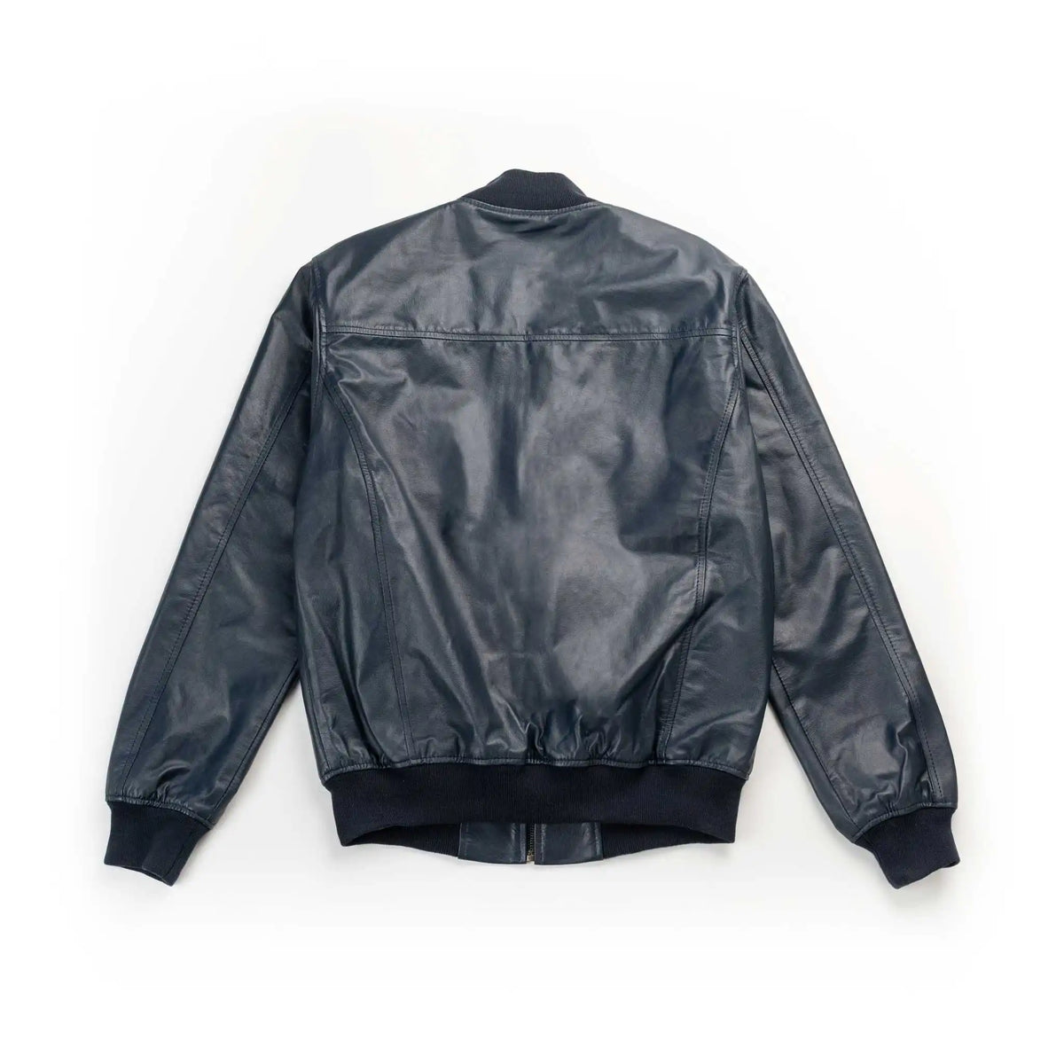 Chaqueta Cooper Bomber Azul de Cuero para Hombre - BLACK BISON