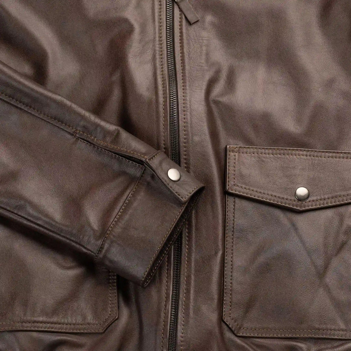 Chaqueta Harrison Aviador Café de Cuero para Hombre - BLACK BISON