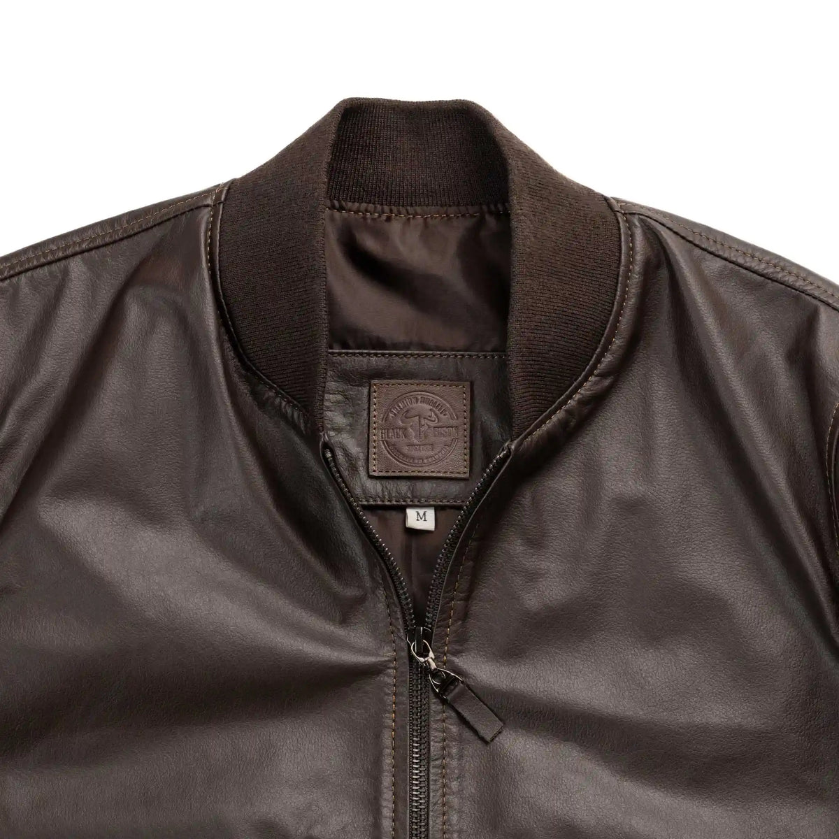 Chaqueta Cooper Bomber Café de Cuero para Hombre - BLACK BISON