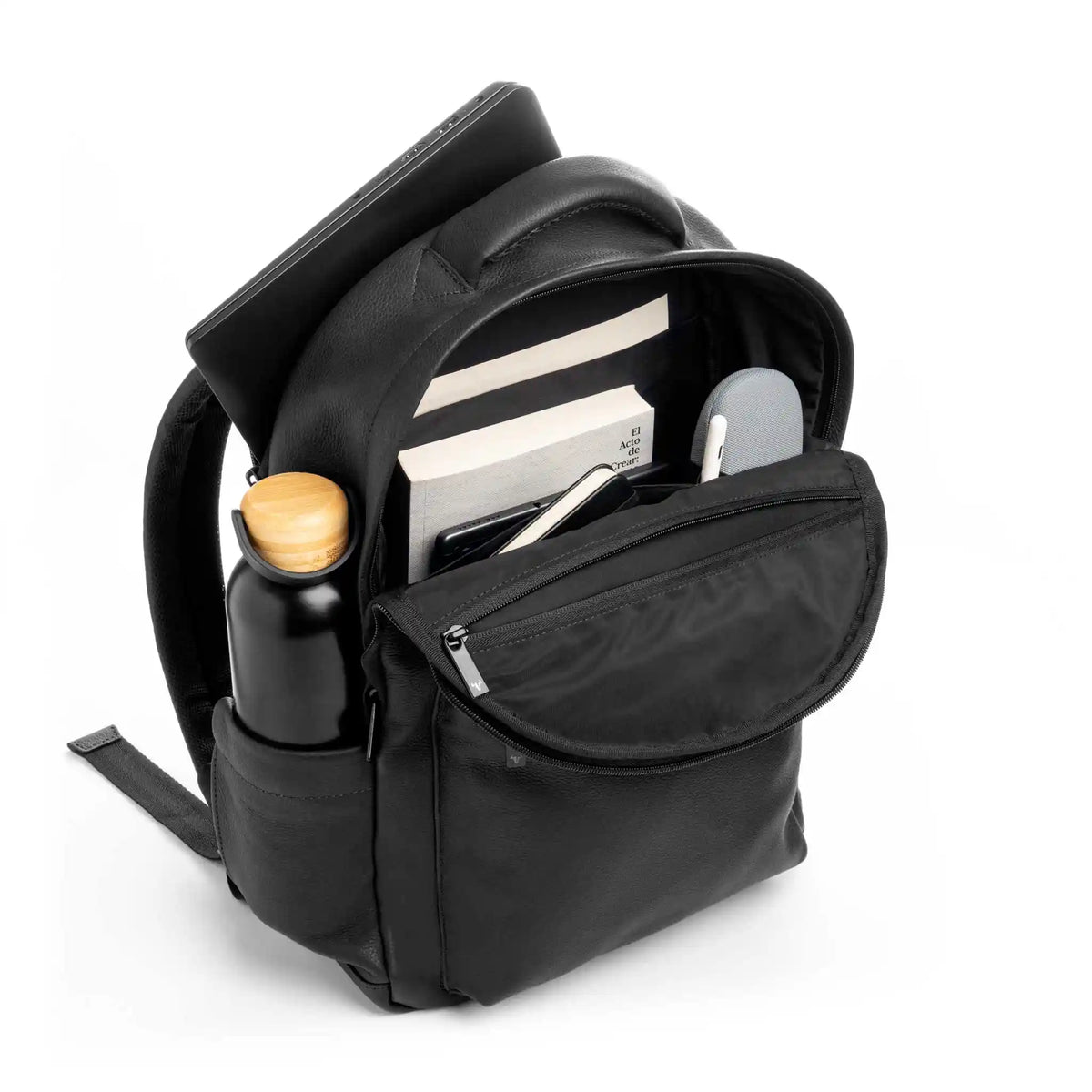 Morral Enzo Negro de Cuero para Hombre en funcion