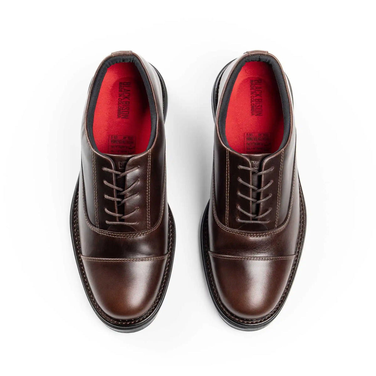 Zapato Velmont Café de Cuero para Hombre - BLACK BISON