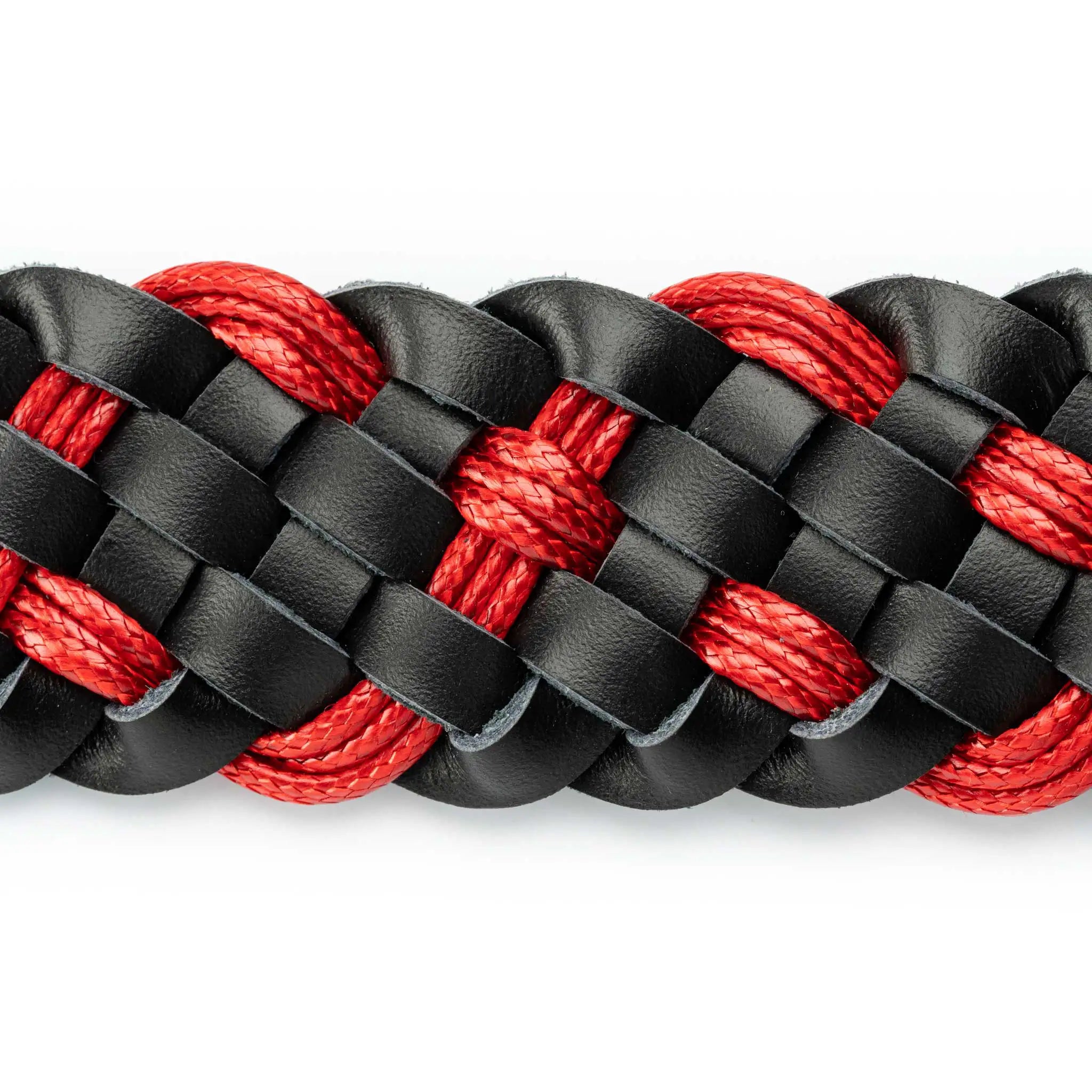 Cinturon Cuero Tejido Negro - Rojo - BLACK BISON