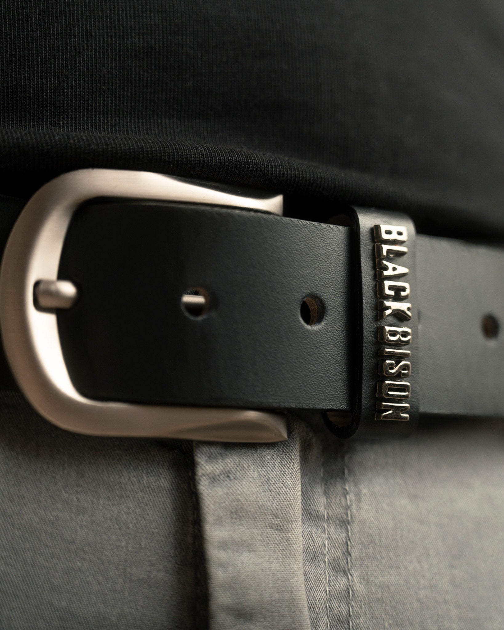 Cinturon Cuero Liso Negro - BLACK BISON