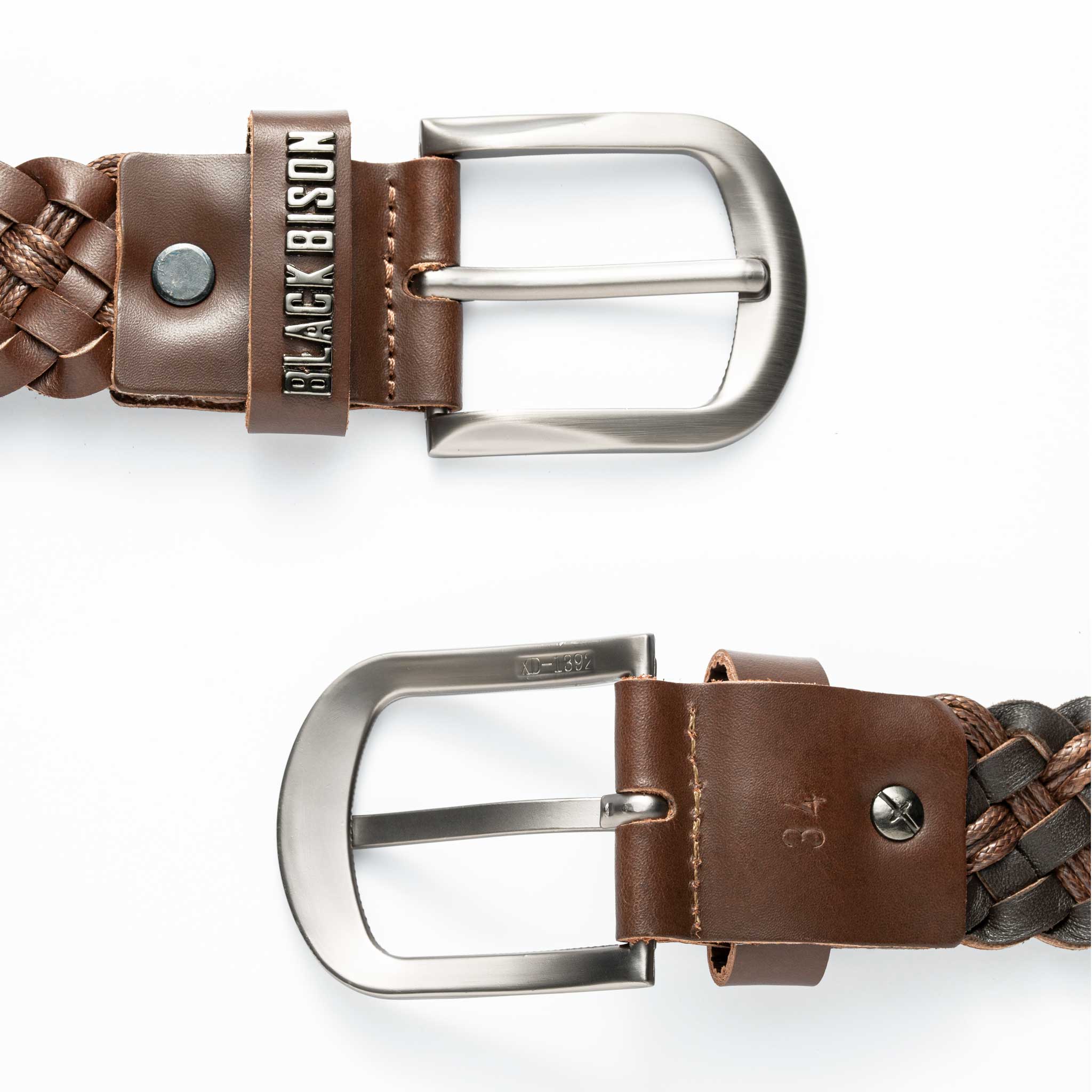 Cinturon Cuero Tejido Cafe - BLACK BISON
