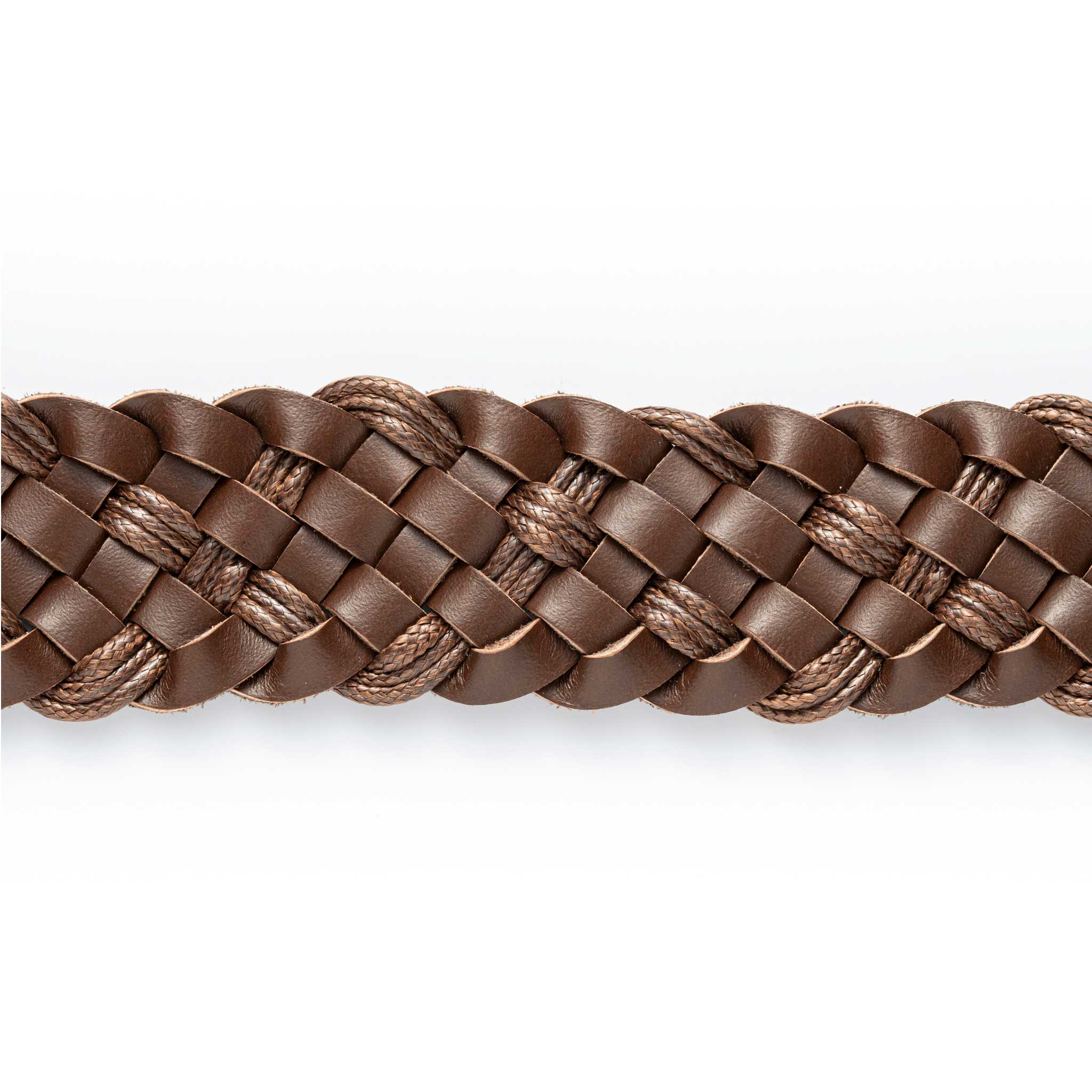 Cinturon Cuero Tejido Cafe - BLACK BISON