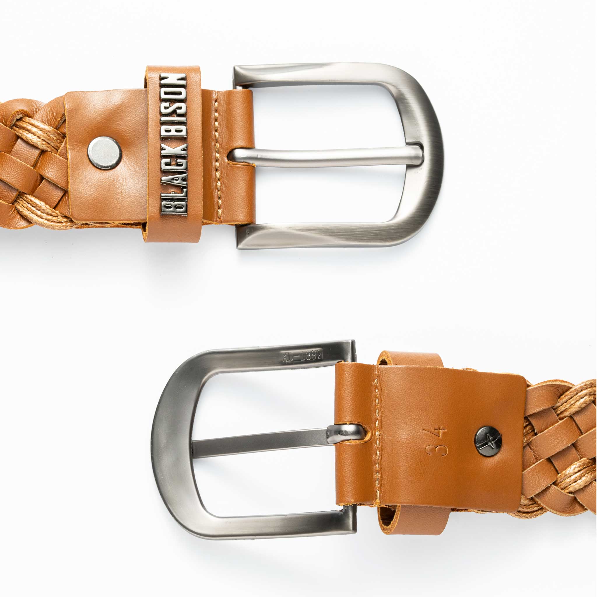 Cinturon Cuero Tejido Miel - BLACK BISON