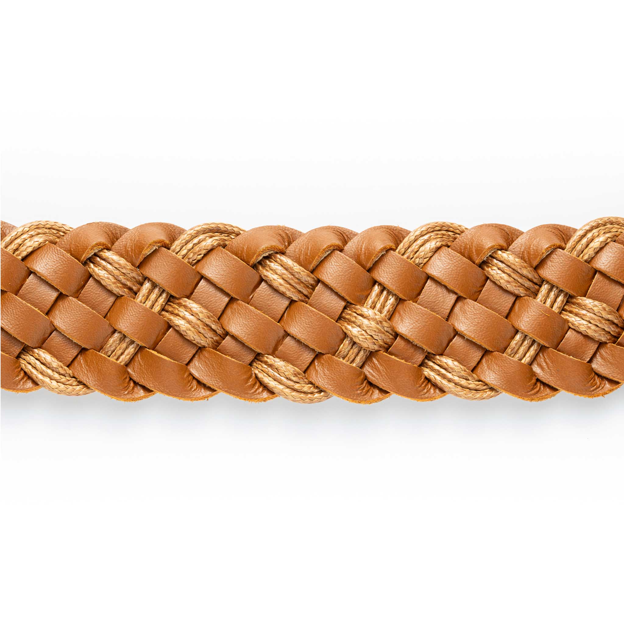 Cinturon Cuero Tejido Miel - BLACK BISON