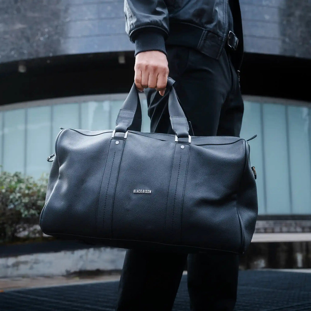Maleta Atlas Negra en Cuero para Hombre - BLACK BISON