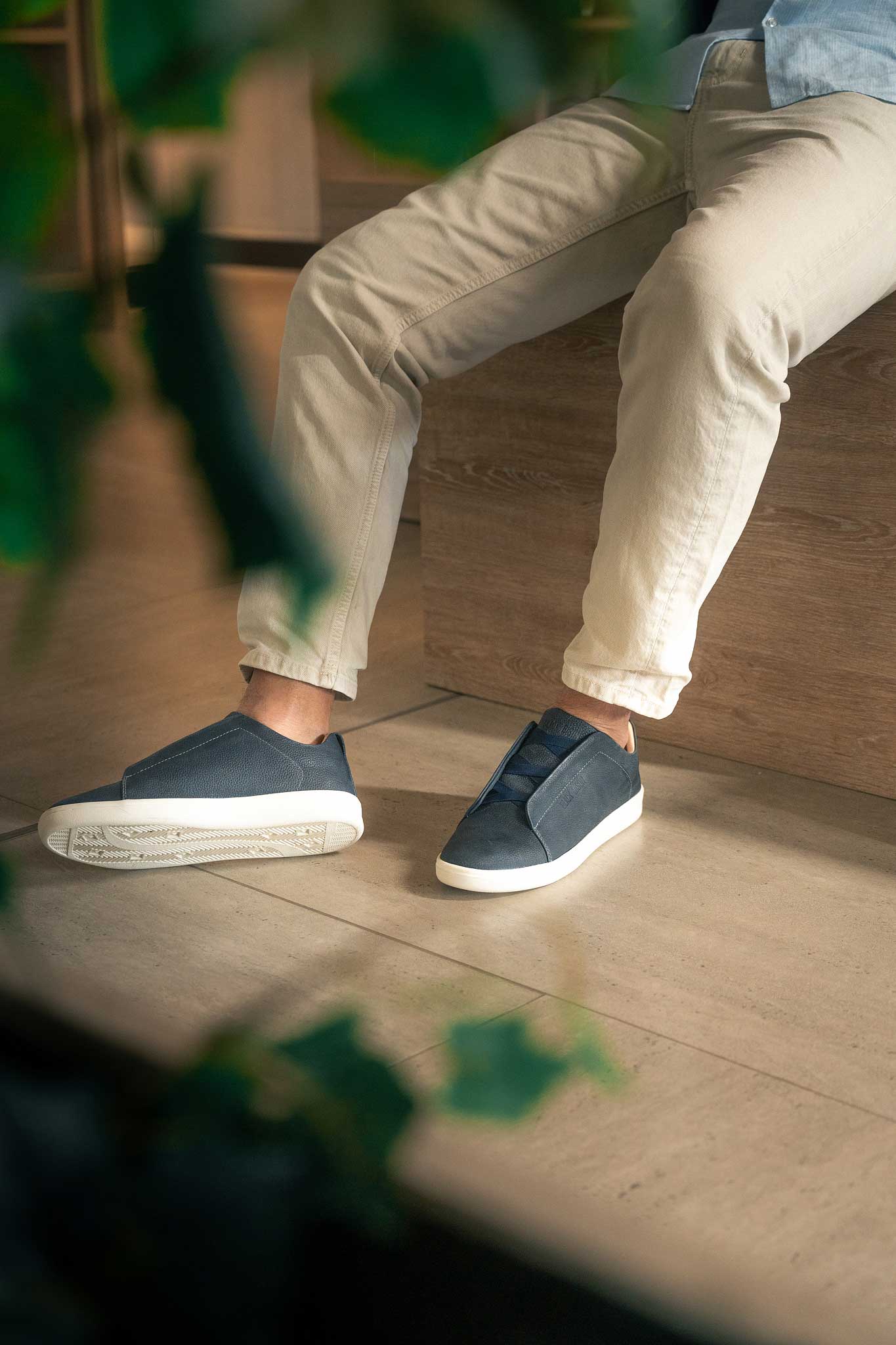 Cuero Nobuck Azul Claro