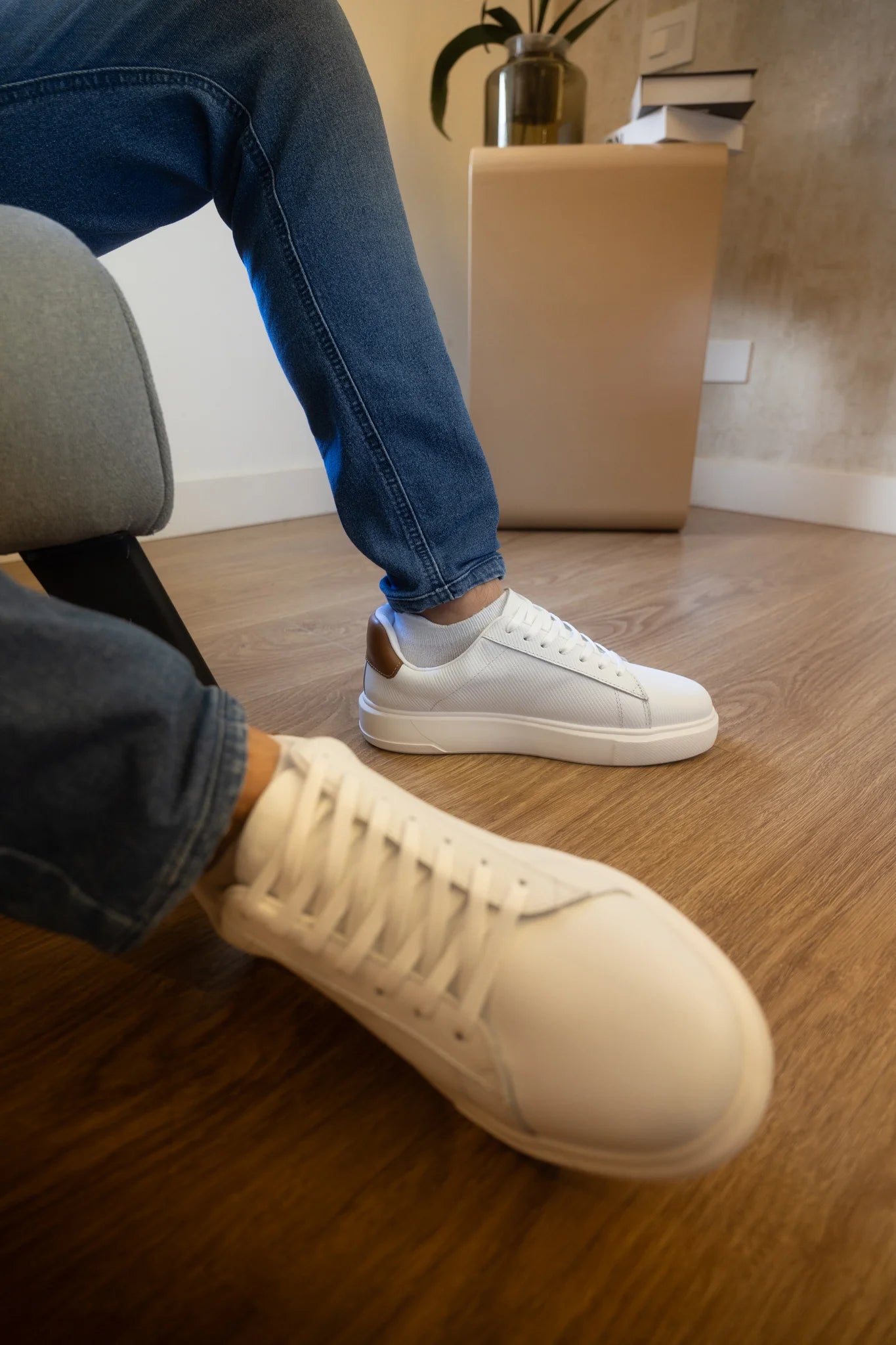 zapato 1007 londres blanco con talon miel