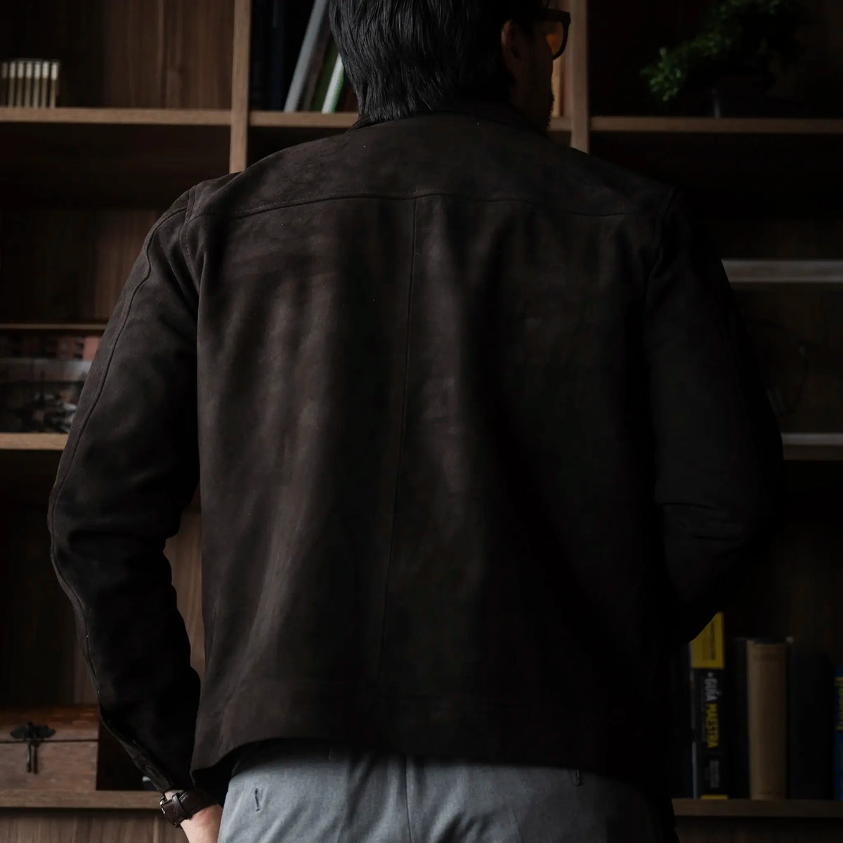 Chaqueta Gatsby Café de Cuero para Hombre - BLACK BISON