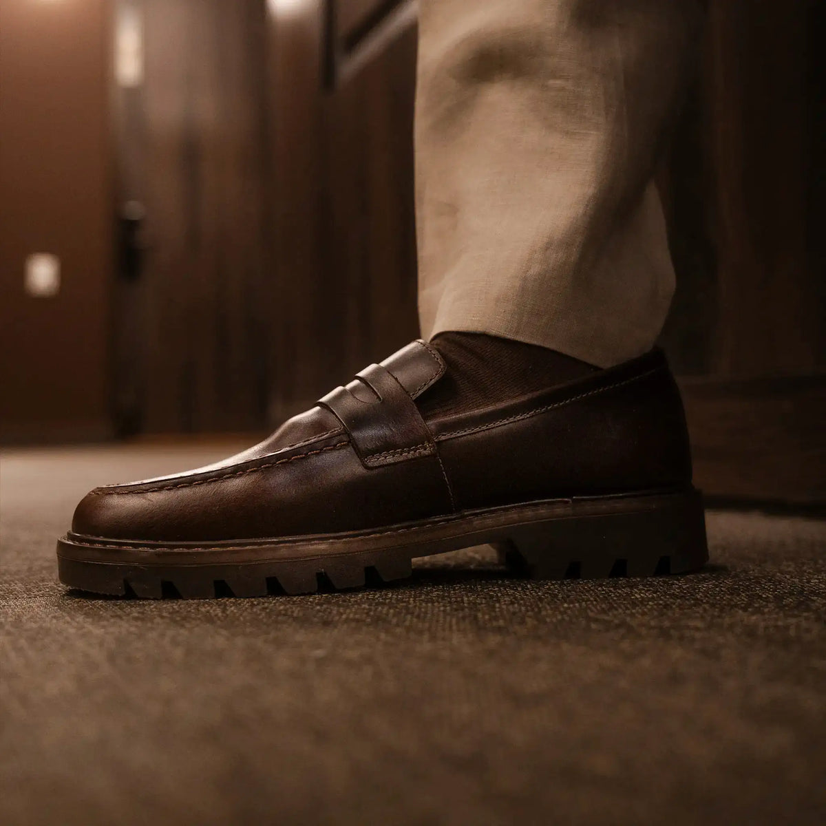 Mocasín Jasper Café de Cuero para Hombre - BLACK BISON