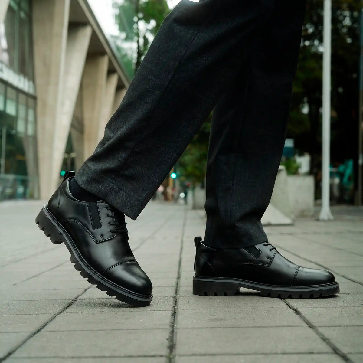 Zapato Monroe Negro de Cuero para Hombre - BLACK BISON