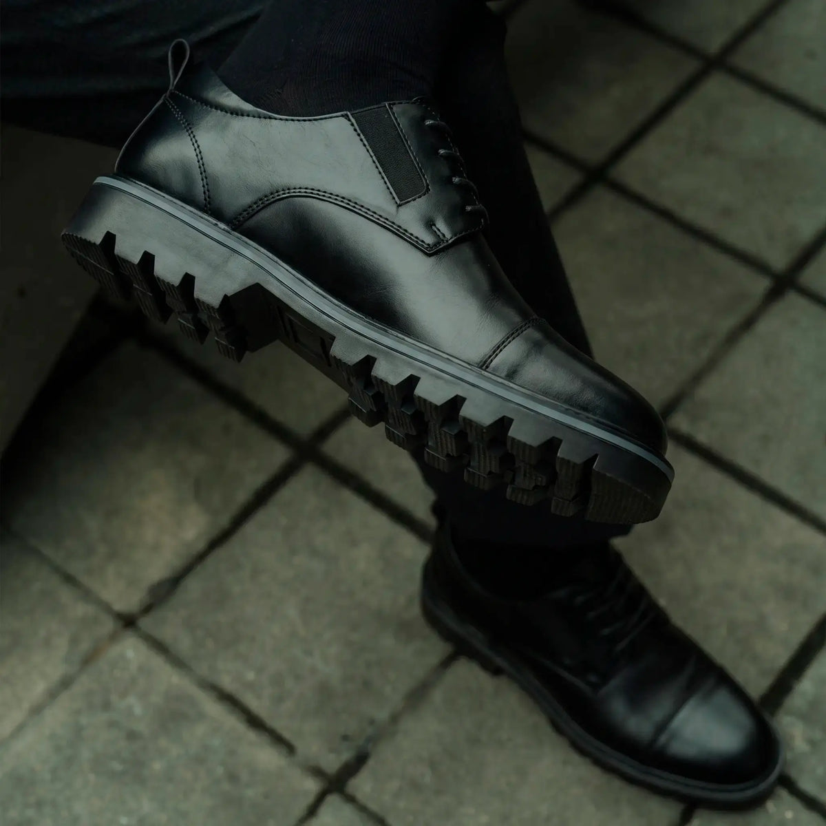 Zapato Monroe Negro de Cuero para Hombre - BLACK BISON