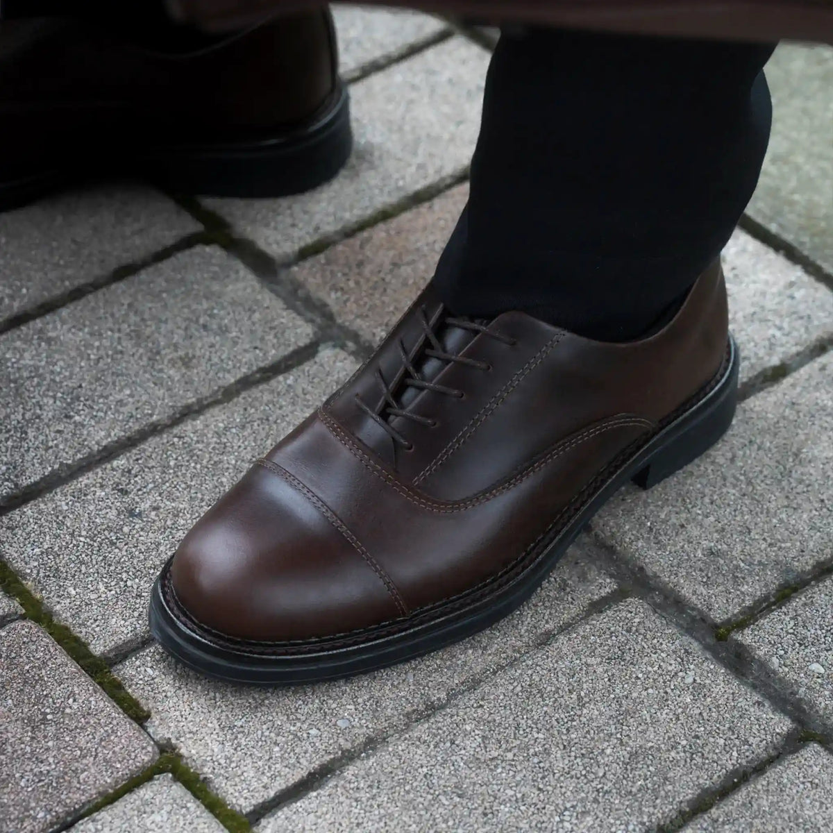 Zapato Velmont Café de Cuero para Hombre - BLACK BISON
