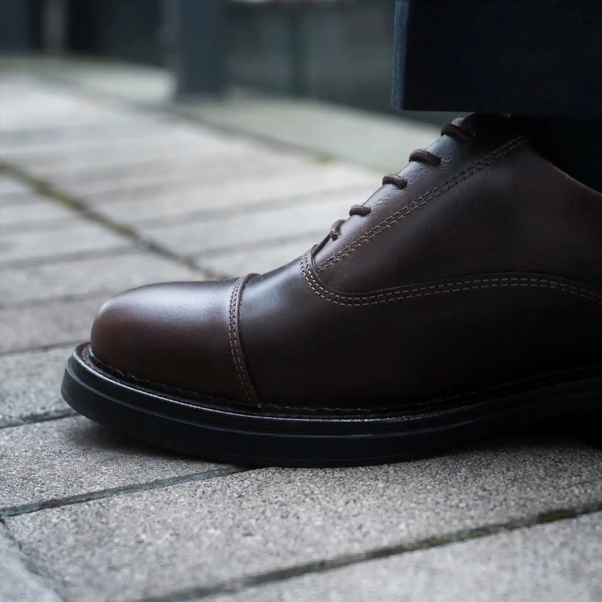 Zapato Velmont Café de Cuero para Hombre - BLACK BISON