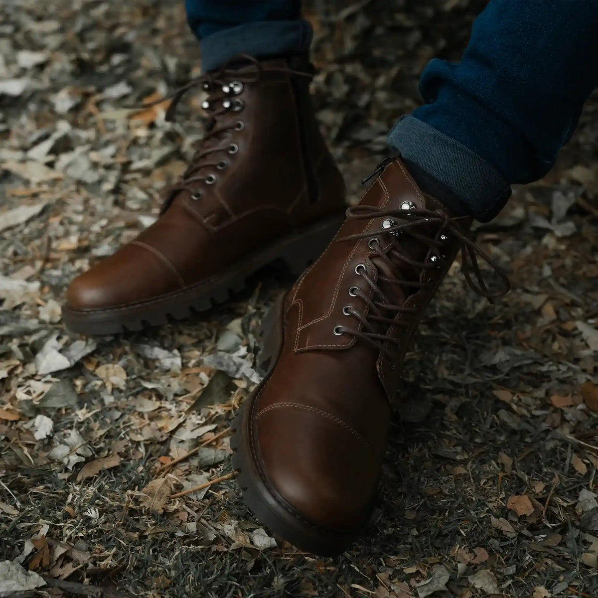 Bota Hunter Café de Cuero para Hombre - BLACK BISON