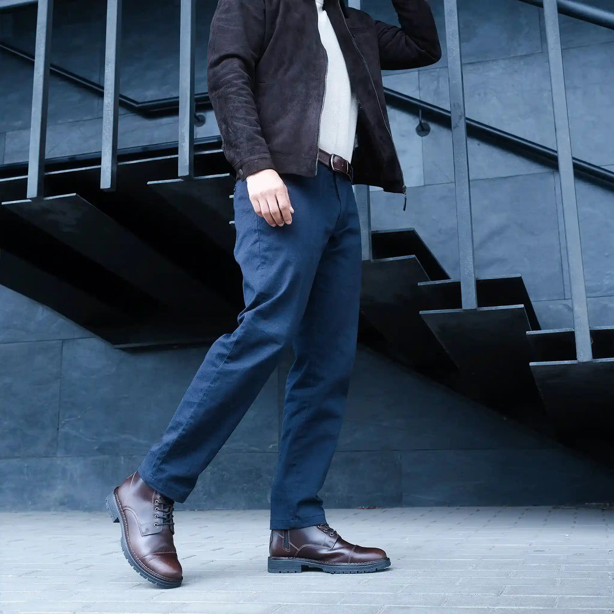 Bota Preston Café de Cuero para Hombre - BLACK BISON