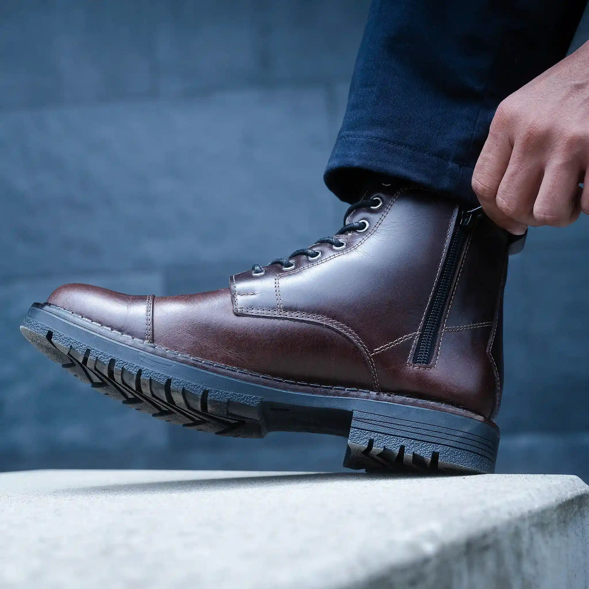 Bota Preston Café de Cuero para Hombre - BLACK BISON