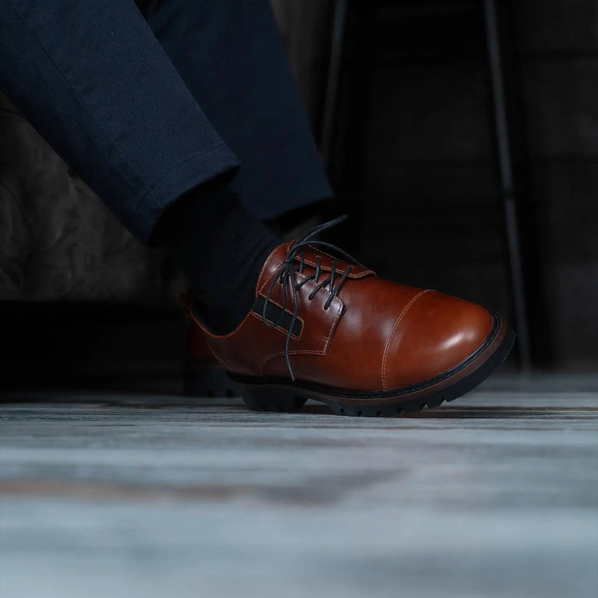 Zapato Monroe Coñac de Cuero para Hombre - BLACK BISON