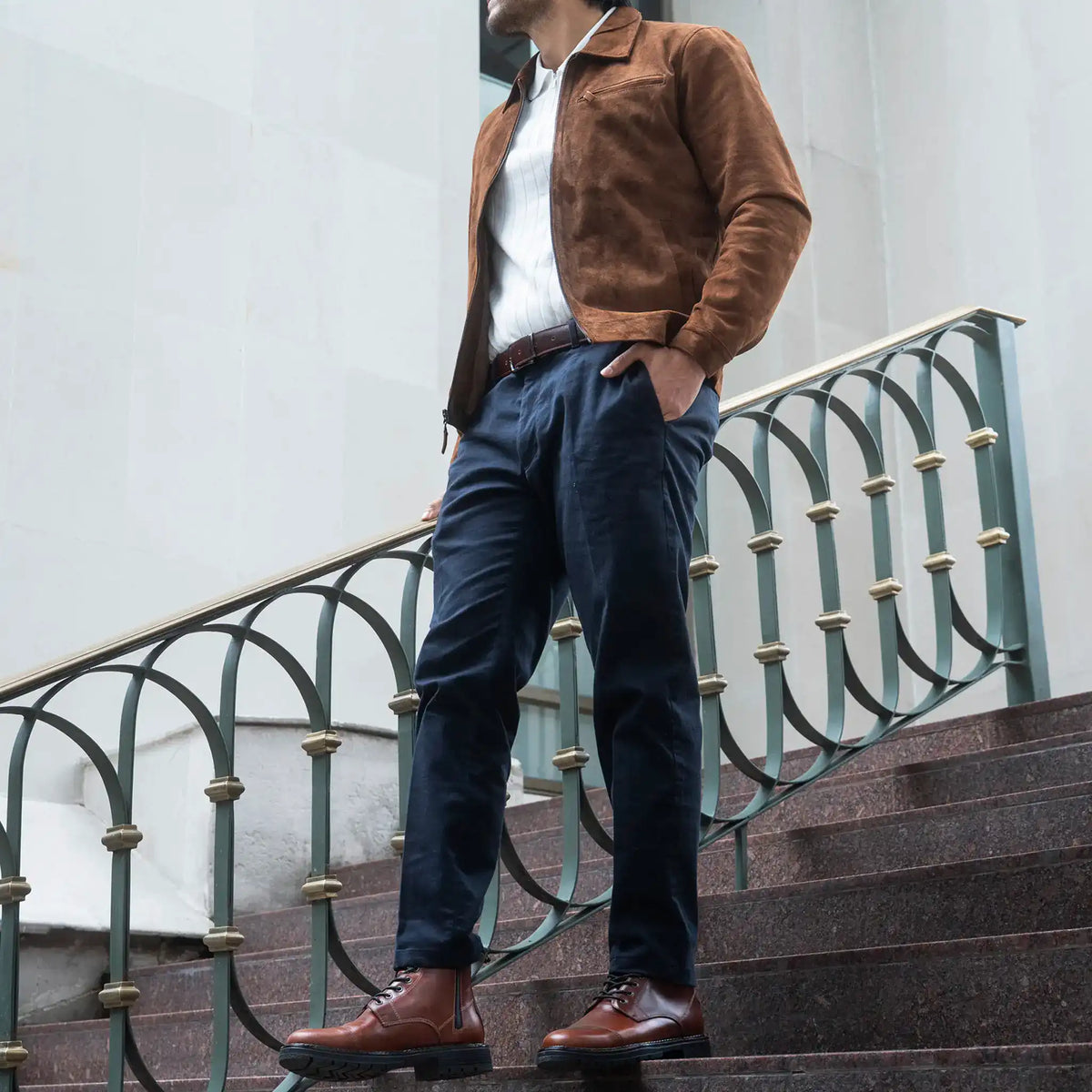Chaqueta Gatsby Miel de Cuero para Hombre - BLACK BISON