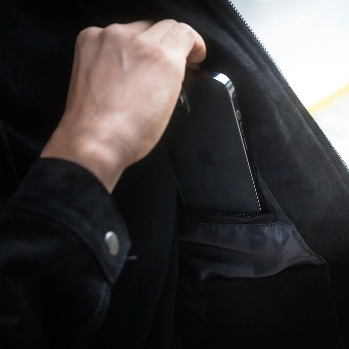 Chaqueta Gatsby Negra de Cuero para Hombre - BLACK BISON