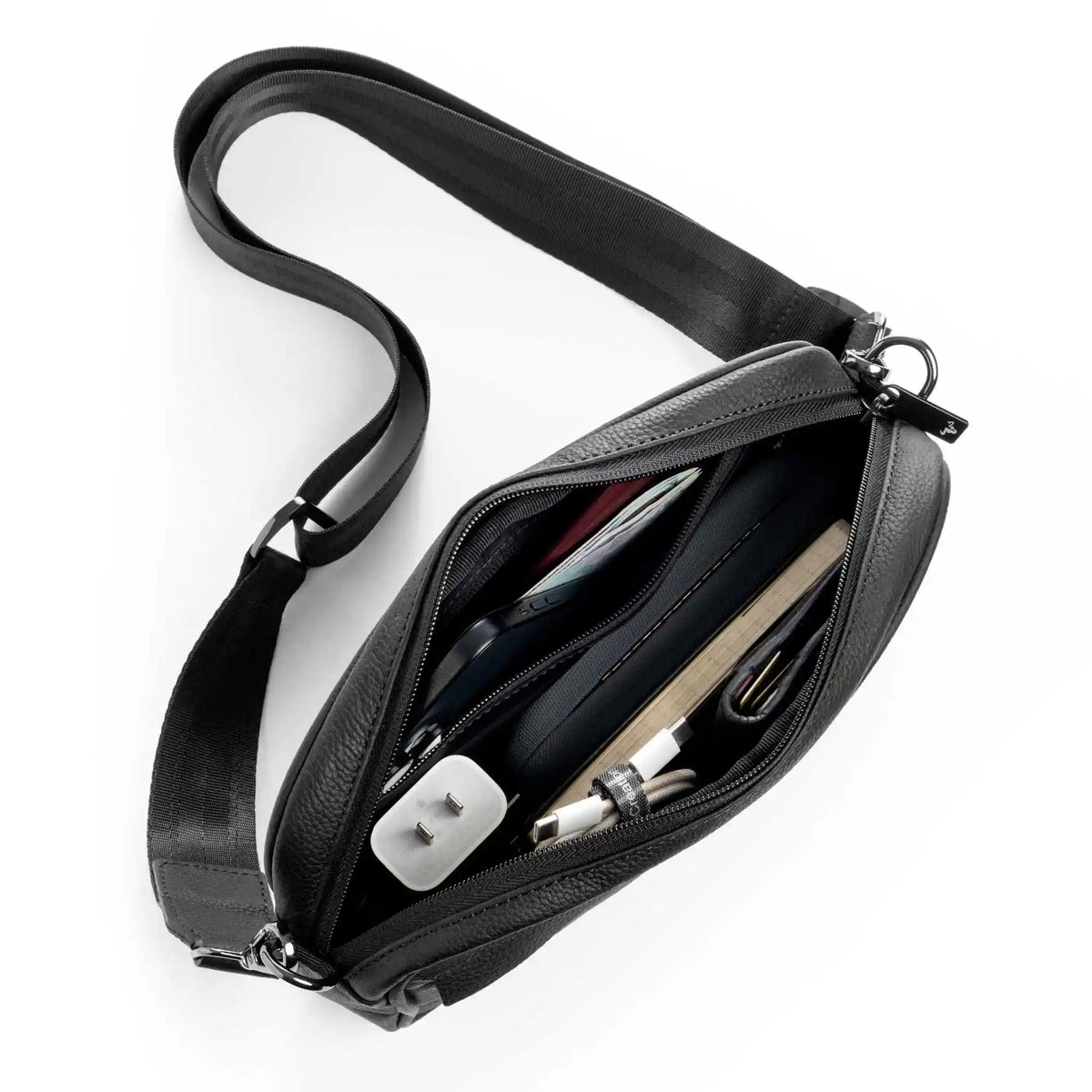 Bolso Manos Libres Neo en Cuero Negro - BLACK BISON