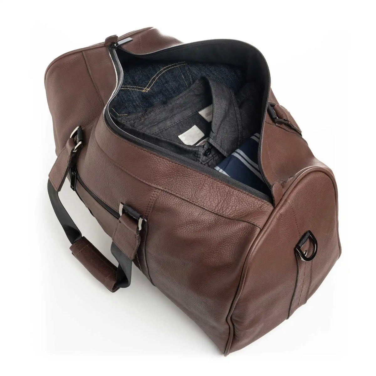 Bolso de Viaje Atlas Coñac en Cuero para Hombre en funcion