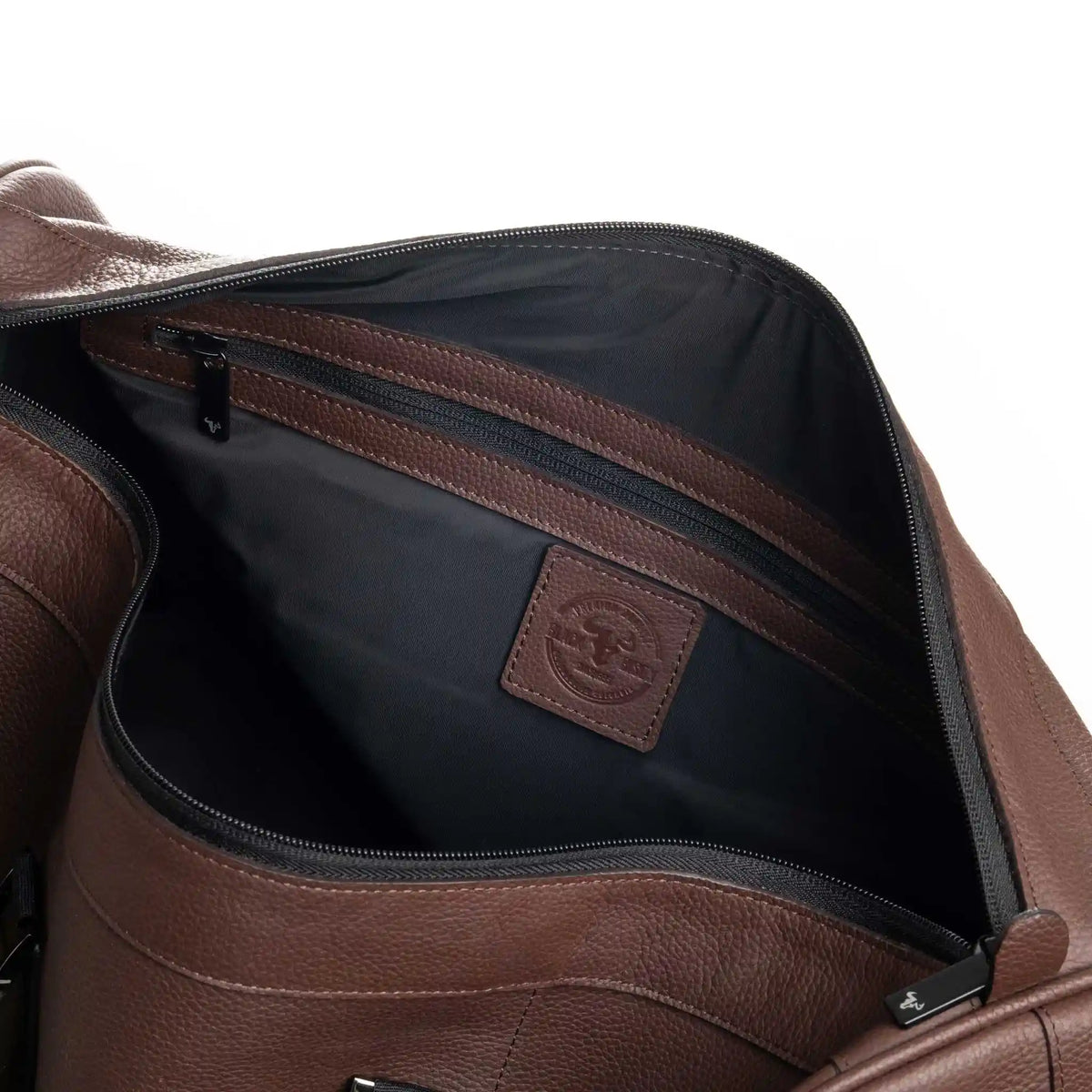 Bolso de Viaje Atlas Coñac en Cuero para Hombre detalle bolsillo interior