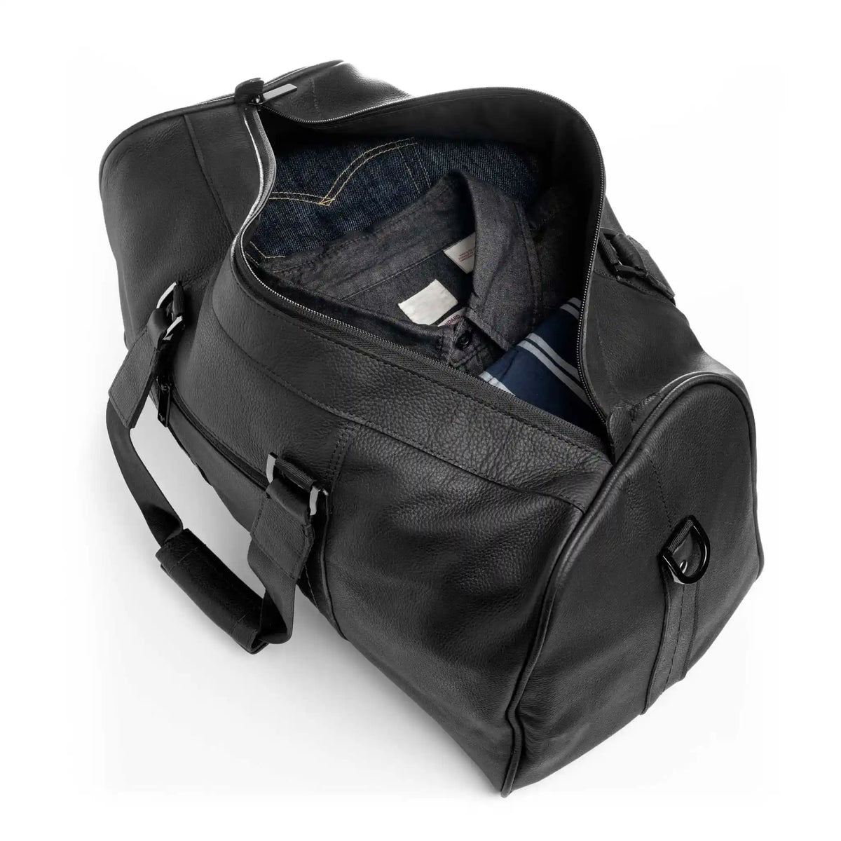 Bolso de Viaje Atlas Negro en Cuero para Hombre funcional 
