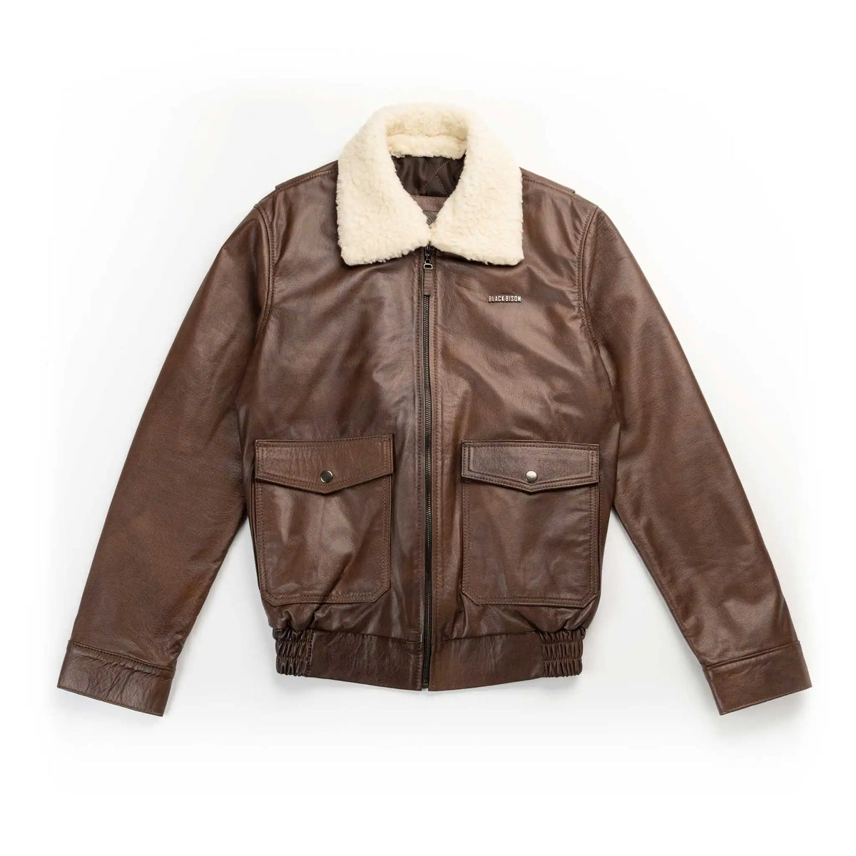 Chaqueta Harrison Aviador Miel de Cuero para Hombre - BLACK BISON