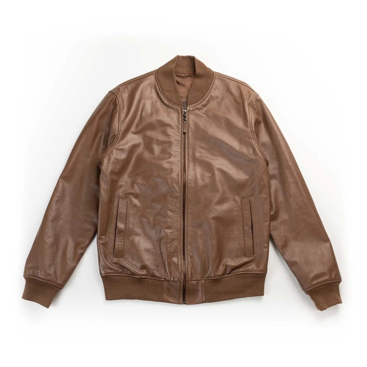 Chaqueta Cooper Bomber Miel de Cuero para Hombre - BLACK BISON