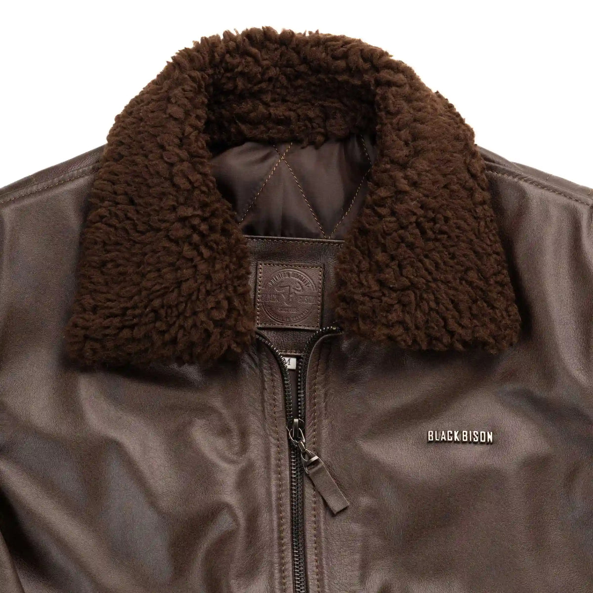 Chaqueta Harrison Aviador Café de Cuero para Hombre - BLACK BISON
