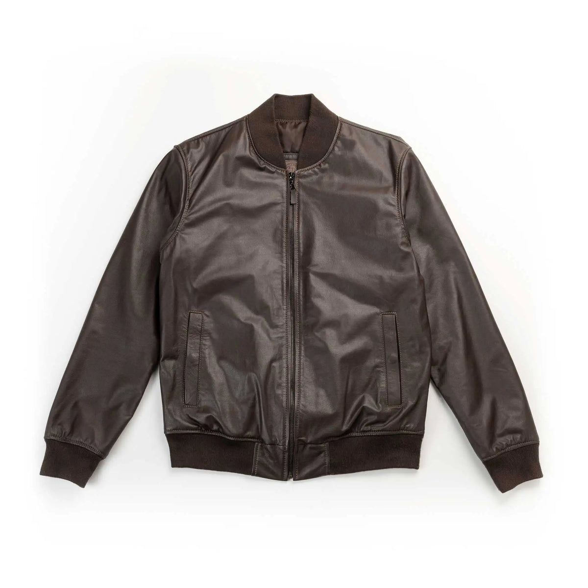 Chaqueta Cooper Bomber Café de Cuero para Hombre - BLACK BISON