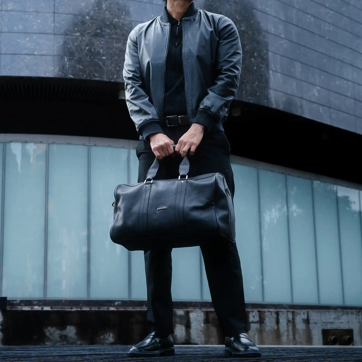Chaqueta Cooper Bomber Negra de Cuero para Hombre - BLACK BISON