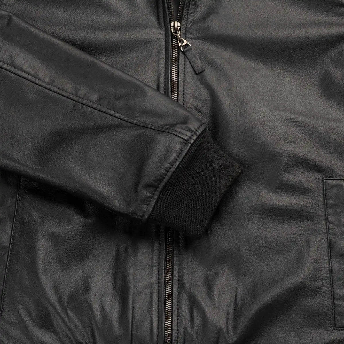 Chaqueta Cooper Bomber Negra de Cuero para Hombre - BLACK BISON