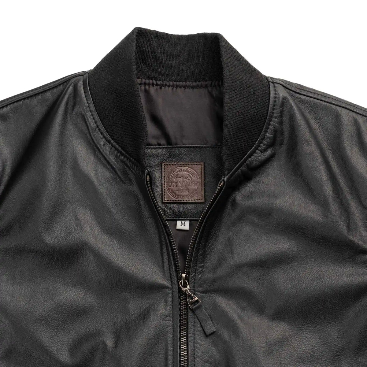 Chaqueta Cooper Bomber Negra de Cuero para Hombre - BLACK BISON