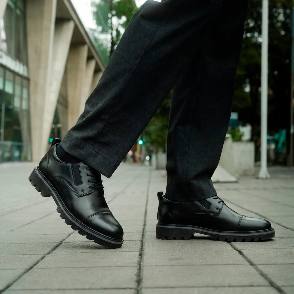 Zapato Monroe Negro de Cuero para Hombre - BLACK BISON