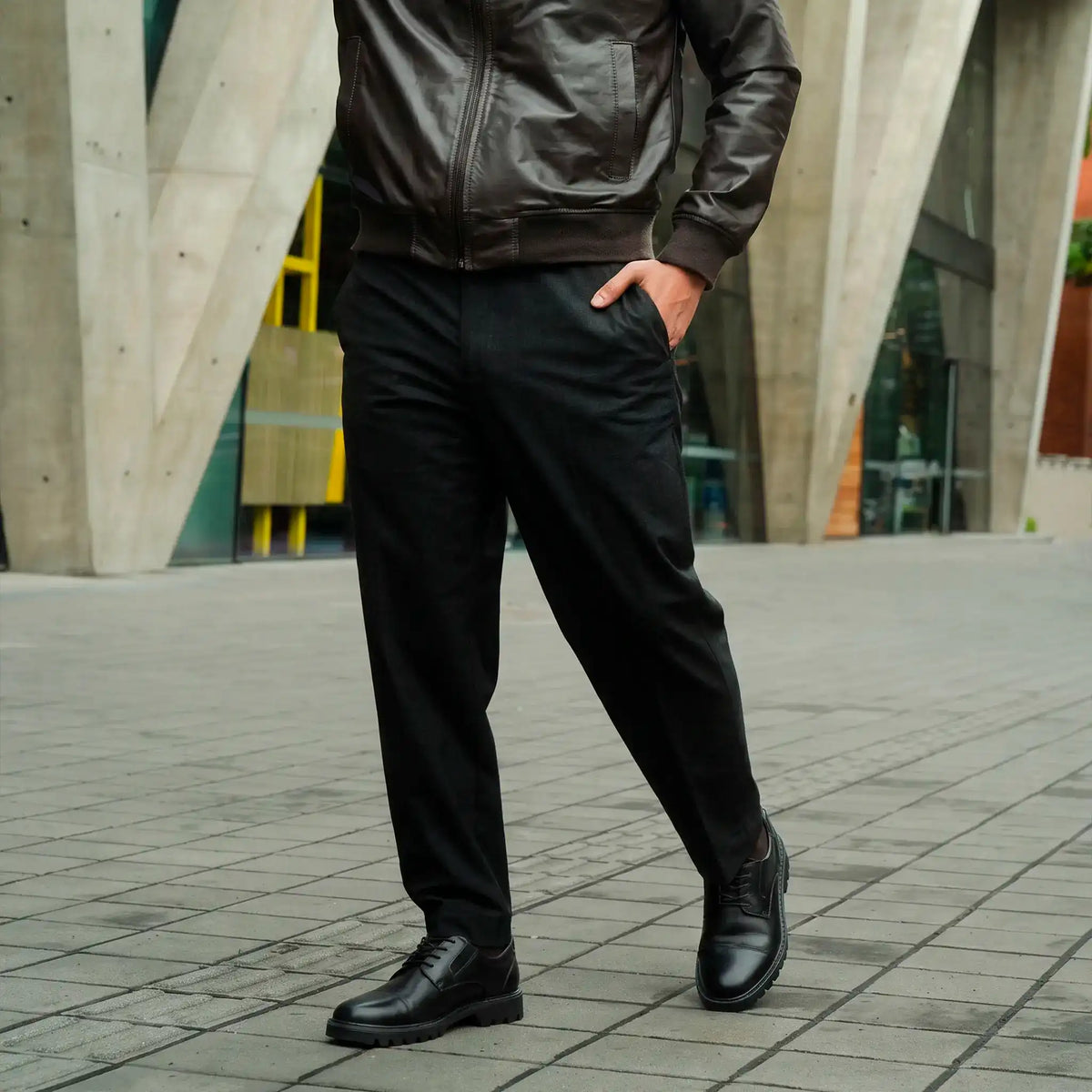 Zapato Monroe Negro de Cuero para Hombre - BLACK BISON