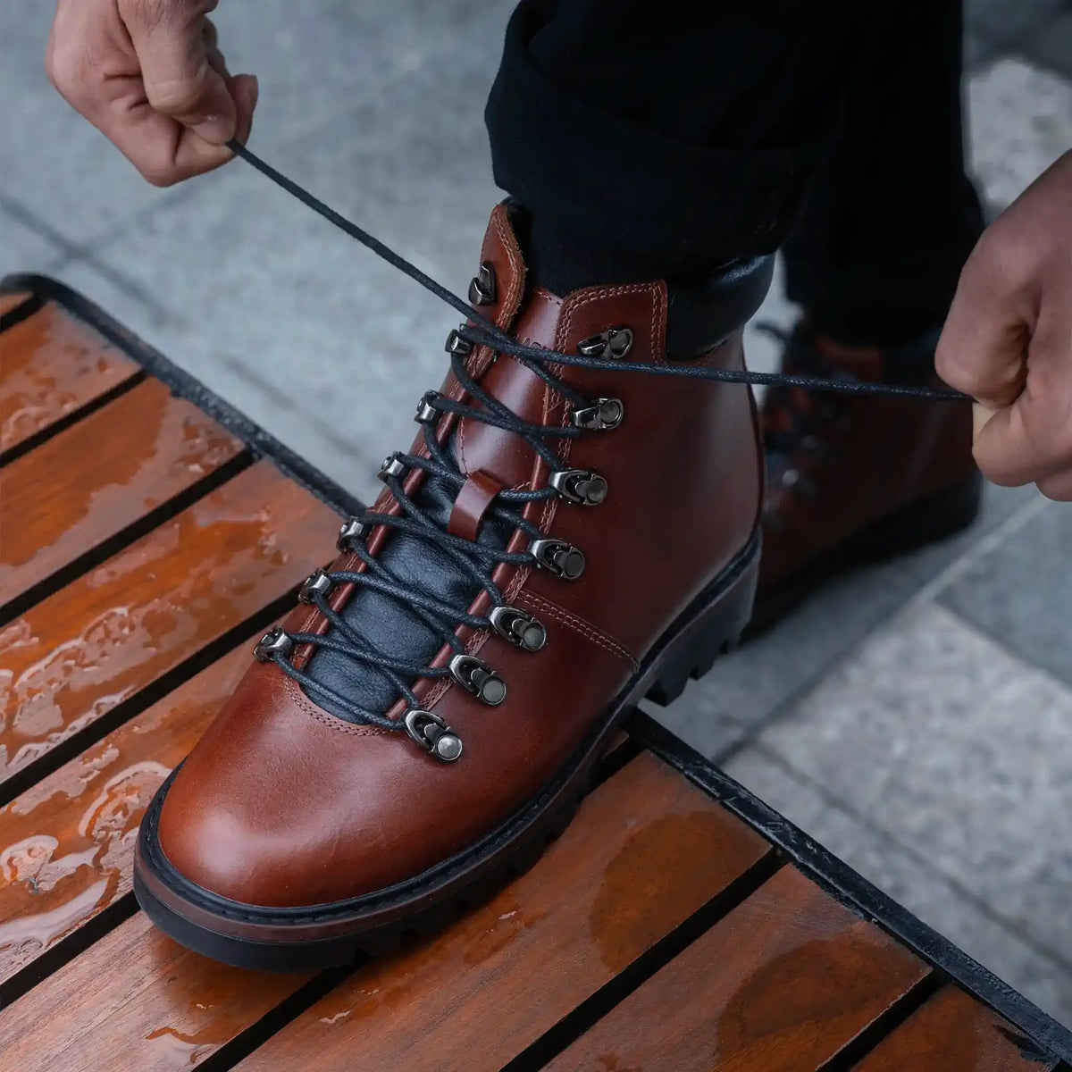 Bota Denver Coñac de Cuero para Hombre - BLACK BISON