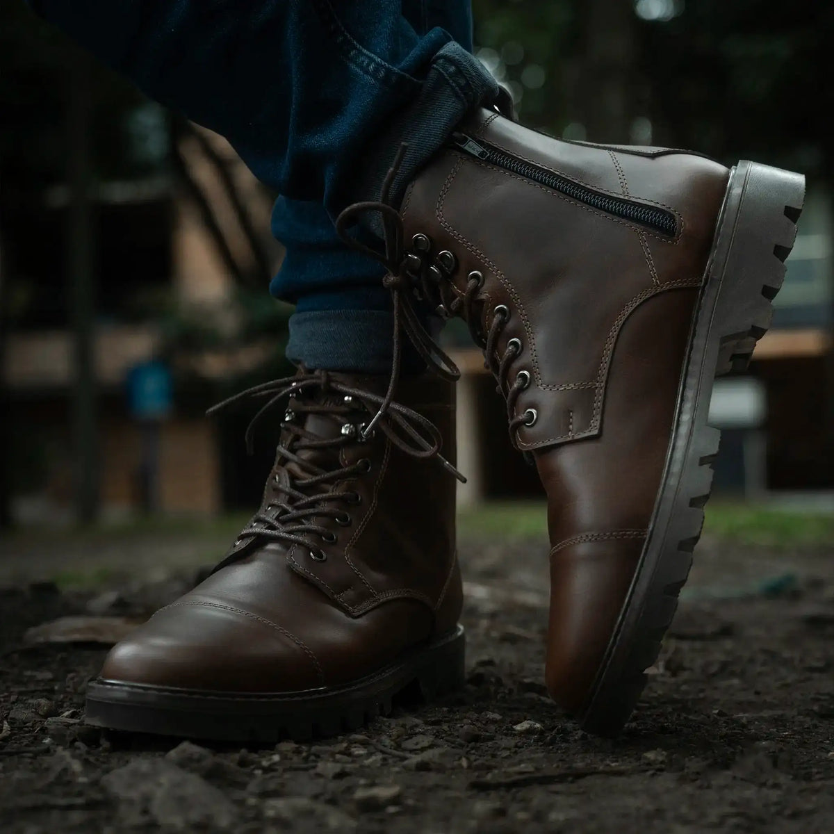 Bota Hunter Café de Cuero para Hombre - BLACK BISON