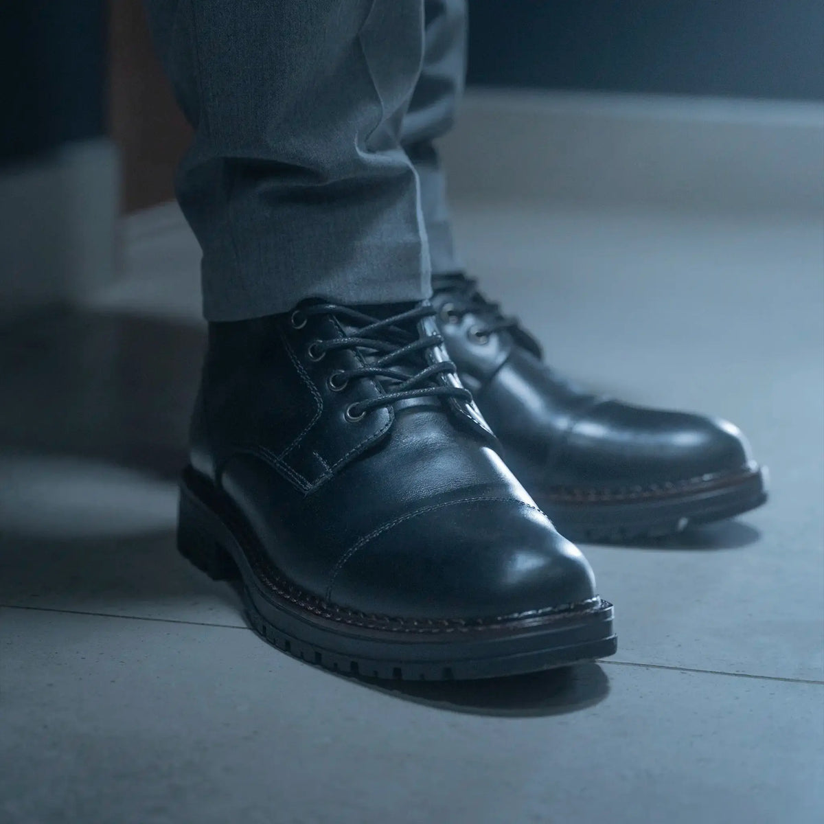 Bota Preston Negra de Cuero para Hombre - BLACK BISON